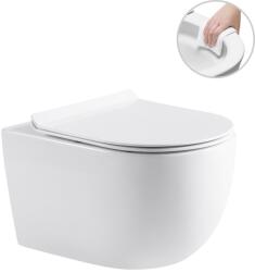 Cerano - Felci fali WC, perem nélküli + Slim/UF ülőke - fényes fehér - 53x37 cm