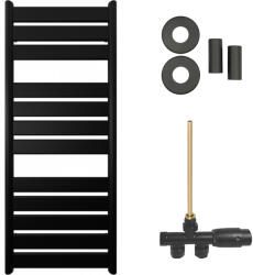 Cerano - Arturo fürdőszobai radiátor szett - központi fűtés - oldalsó egypontos csatlakozás - 644W - matt fekete - 1200x500 mm