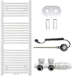 Cerano - Lincoln fürdőszobai radiátor szett - kombinált fűtés, wifi rúd - központi csatlakozás 50 mm - 300W - fényes fehér - 1200x500 mm (CER-663388)