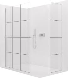 Cerano - Walk-in Crystal TL/P zuhanyfal - 8 mm - merevítő nélküli rendszer + törölközőtartó polc/tartó - króm, ipari üveg - 120x110x200 cm