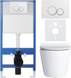 Cerano - Komplett falsík alatti WC-szett Lite/Norbi - fényes fehér - Duo WC-gomb, fehér - falsík alatti beépítés - 48, 5x36, 5 cm