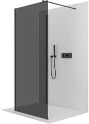 Cerano - Zuhanykabin Onyx Corner Round B/J - 8 mm - kerek merevítő - matt fekete, grafitüveg - 70x100x200 cm