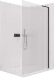 Cerano - Zuhanykabin Onyx B-jobb oldali merevítővel - 8 mm - matt fekete, rovátkolt üveg - 70x200 cm