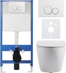 Cerano - Komplett WC szett Profi/Cesso - fényes fehér - WC nyomógomb Duo/Fehér - falsík előtti beépítés - 49x36 cm (CER-8050BD84333)