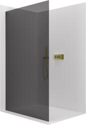 Cerano - Walk-in Crystal bal/jobb zuhanykabin - 8 mm - merevítő nélküli rendszer - szálcsiszolt arany, grafitüveg - 90x200 cm