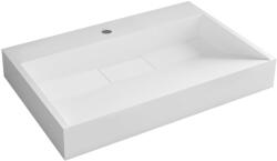 Cerano - Vita öntött márvány mosdó - fali és pultra szerelhető - csaplyukkal - fényes fehér - 60x37 cm