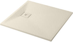 Cerano - Négyzet alakú zuhanytálca Pablo - SMC/ásványi kompozit - strukturált elefántcsont - 80x80x3 cm