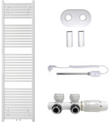 Cerano - Lincoln fürdőszobai radiátor szett - kombinált fűtéssel, termosztáttal - központi csatlakozás 50 mm - 559W - fényes fehér - 1800x500 mm