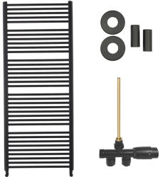 Cerano - Alberto fürdőszobai radiátor szett - központi fűtés - oldalsó egypontos csatlakozás - 999 W - matt fekete - 1660x650 mm