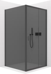 Cerano - Zuhanykabin Varone LINE B/J - 6 mm - matt fekete, grafitüveg - 90x80x195 cm - tolóajtó