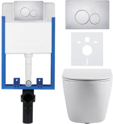 Cerano - Komplett falsík alatti WC-készlet Lite/Cesso - fényes fehér - Duo WC-gomb, króm - fali szereléshez - 49x36 cm