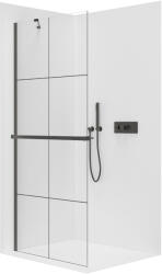 Cerano - Zuhanykabin Onyx YL/P - 8 mm + polc/törölközőtartó - matt fekete, ipari üveg - 140x200 cm