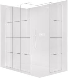 Cerano - Walk-in Onyx TL/P zuhanyfal - 8 mm - négyzet alakú tartó - matt fehér, ipari üveg - 130x120x200 cm