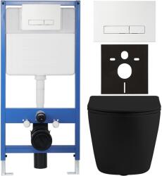 Cerano - Komplett WC szett Profi/Cesso - matt fekete - WC nyomógomb Slim/Fehér - falsík előtti beépítés - 49x36 cm (CER-8050BD109)