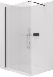 Cerano - Zuhanykabin Onyx Cube bal/jobb - 8 mm - négyzet alakú tartó - matt fekete, rovátkolt üveg - 150x200 cm