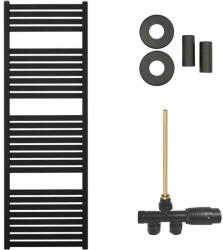 Cerano - Vincenzo fürdőszobai radiátor szett - központi fűtés - oldalsó egypontos csatlakozás - 500W - matt fekete - 1330x450 mm