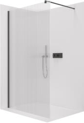 Cerano - Zuhanykabin Onyx kerek bal/jobb - 8 mm - kerek tartó - matt fekete, rovátkolt üveg - 50x200 cm