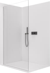 Cerano - Walk-in Crystal bal/jobb zuhanykabin - 8 mm - merevítő nélküli rendszer - matt fekete, átlátszó üveg - 90x200 cm
