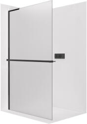 Cerano - Zuhanykabin Onyx L-bal oldali merevítő - 8 mm + polc/törölközőtartó - matt fekete, matt üveg - 90x200 cm