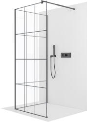 Cerano - Zuhanykabin Onyx Corner Round B/J - 8 mm - kerek tartó - matt fekete, ipari üveg - 100x110x200 cm