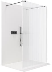 Cerano - Zuhanykabin Onyx Duo bal/jobb - 8 mm - négyzet alakú tartó - matt fekete, rovátkolt üveg - 120x200 cm