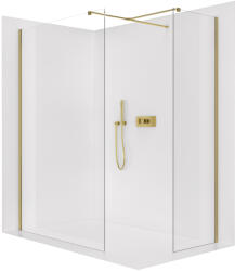 Cerano - Zuhanykabin Onyx TL/P - 8 mm - négyzet alakú tartó - arany, átlátszó üveg - 160x80x200 cm