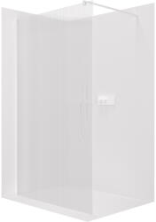 Cerano - Zuhanykabin Onyx kerek bal/jobb - 8 mm - kerek tartó - matt fehér, rovátkolt üveg - 80x200 cm