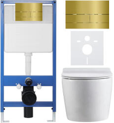 Cerano - Komplett WC szett Profi/Felci - fényes fehér - WC nyomógomb Line/Gold - falsík előtti beépítés - 52, 5x36 cm (CER-8050BD84331)