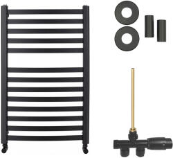 Cerano - Paolo fürdőszobai radiátor szett - központi fűtés - oldalsó egypontos csatlakozás - 568W - matt fekete - 850x550 mm