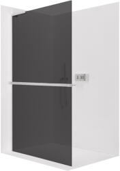 Cerano - Zuhanykabin Onyx L-bal oldali merevítő - 8 mm + polc/törölközőtartó - króm, grafitüveg - 50x200 cm