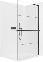 Cerano - Zuhanykabin Onyx B-jobb oldali merevítő - 8 mm + polc/törölközőtartó - matt fekete, ipari üveg - 120x200 cm