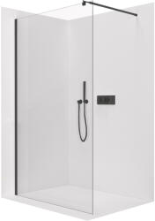 Cerano - Zuhanykabin Onyx kerek bal/jobb - 10 mm - kerek tartó - matt fekete, átlátszó üveg - 130x200 cm