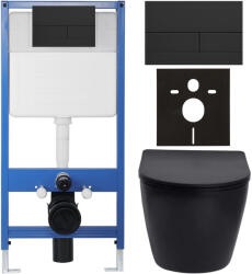 Cerano - Komplett falsík alatti WC-szett Lite/Verde - matt fekete - WC-nyomógomb Line, matt fekete - falsík előtti beépítés - 49x36 cm