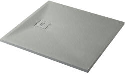 Cerano - Pablo négyzet alakú zuhanytálca - SMC/ásványi kompozit - strukturált szürke - 90x90x3 cm