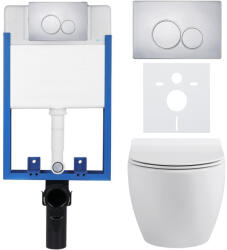 Cerano - Komplett falsík alatti WC-szett Lite/Dure - fényes fehér - Duo WC-gomb, króm - fali szereléshez - 51, 5x35 cm