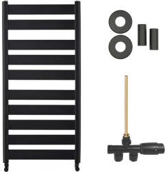 Cerano - Marco fürdőszobai radiátor szett - központi fűtés - oldalsó egypontos csatlakozás - 816W - matt fekete - 1125x550 mm