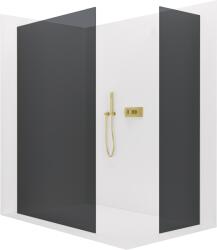 Cerano - Walk-in Crystal TL/P zuhanyfal - 8 mm - merevítő nélküli rendszer - szálcsiszolt arany, grafitüveg - 140x110x200 cm