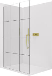 Cerano - Walk-in Crystal bal/jobb zuhanykabin - 8 mm - merevítő nélküli rendszer - szálcsiszolt arany, ipari üveg - 110x200 cm