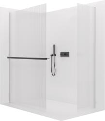 Cerano - Walk-in Crystal TL/P zuhanykabin - 8 mm - merevítő nélküli rendszer + törölközőtartó polc/tartó - matt fekete, rovátkolt üveg - 100x70x200 cm