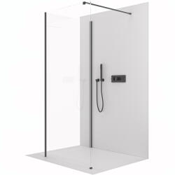 Cerano - Zuhanykabin Onyx Corner Cube bal/jobb - 8 mm - négyzet alakú tartó - matt fekete, átlátszó üveg - 100x90x200 cm