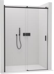 Cerano - Santoro bal/jobb oldali tolóajtó zuhanykabinhoz - 6 mm - matt fekete, átlátszó üveg - 140x195 cm