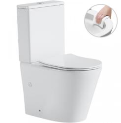 Cerano - Carlito kombinált WC, perem nélküli + Slim/UF ülőke - alsó/hátsó lefolyó - fényes fehér - 61x36, 5 cm