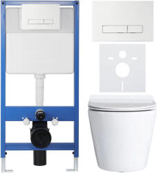Cerano - Komplett falsík alatti WC-szett Lite/Norbi - fényes fehér - Slim WC-nyomógomb, fehér - falsík előtti/gipszkarton - 48, 5x36, 5 cm