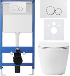 Cerano - Komplett falsík alatti WC-szett Lite/Verde - fényes fehér - Duo WC-gomb, fehér - falsík alatti beépítés - 49x36 cm