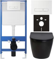 Cerano - Komplett falsík alatti WC-szett Lite/Verde - fényes fekete - Slim WC-nyomógomb, fehér - falsík előtti/gipszkarton - 49x36 cm (CER-8050BD44)