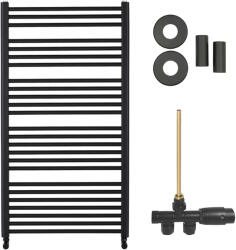 Cerano - Alberto fürdőszobai radiátor szett - központi fűtés - oldalsó egypontos csatlakozás - 716W - matt fekete - 1180x650 mm