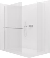 Cerano - Walk-in Crystal TL/P zuhanyfal - 8 mm - merevítő nélküli rendszer + törölközőtartó polc/tartó - króm, rovátkolt üveg - 100x50x200 cm