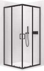 Cerano - Fabrizio B/J zuhanykabin - 5 mm - matt fekete, átlátszó üveg - 100x100x195 cm - tolóajtó