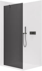 Cerano - Zuhanykabin Onyx YL/P - 8 mm - kerek tartó - matt fekete, grafitüveg - 30x200 cm