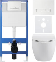 Cerano - Komplett WC szett Profi/Dure - fényes fehér - WC nyomógomb Slim/Fehér - falsík előtti beépítés - 51x35 cm (CER-665878)